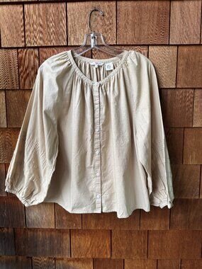 Levi's Cotton Latte Button Front Long Sleeve Peasant Top in Women's X-Large